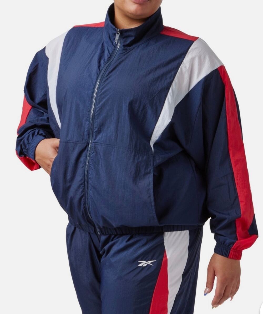 Reebok Vector Navy Zip Front Long Sleeve Color Block Jacket 2X NWT